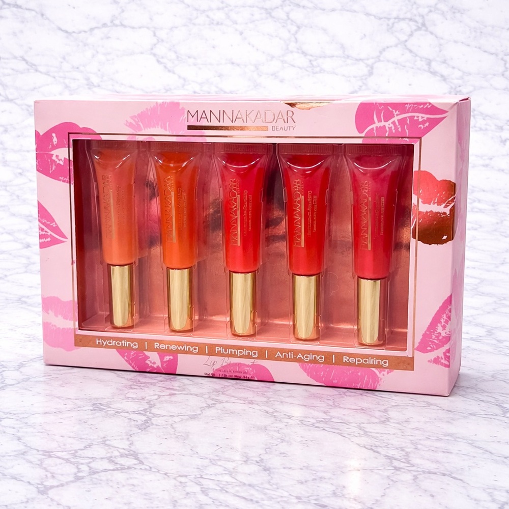 Manna Kadar Lip Bouquet 5pc Lip Balm Set Hydrating Plumping NIB